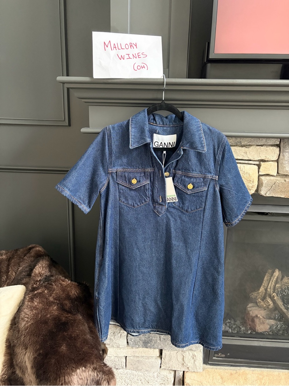 Ganni Blue Denim Mini Dress